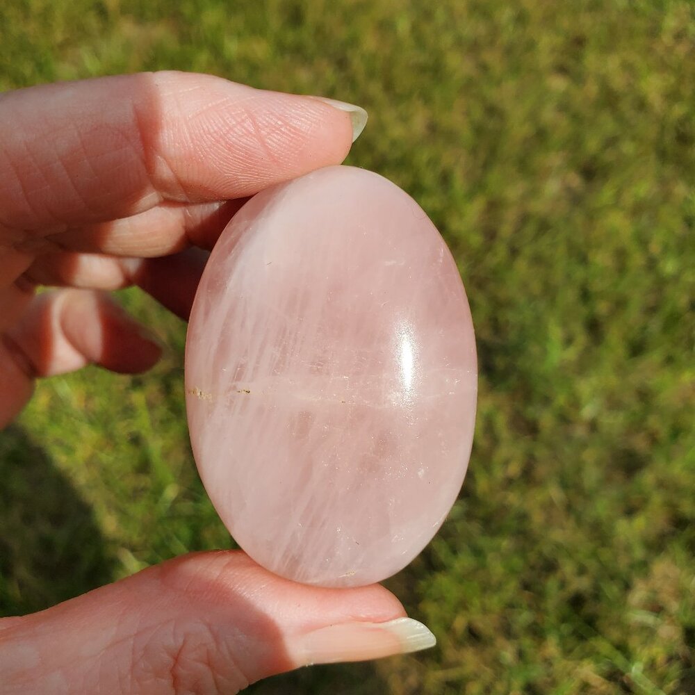 Rose Quartz Palm Pillow Stone (106)